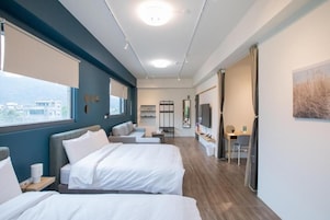 Espacio para trabajar con laptop, cortinas blackout y wifi gratis 