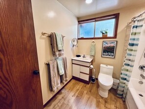 Hair dryer, towels