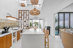 Coffee/tea maker, fridge, stovetop, cookware/dishes/utensils - 1BR Luxury Canggu Villa | Private Pool and Rooftop (Badung)