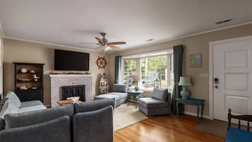 TV, fireplace, video games