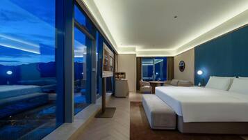 Premium bedding, down duvets, memory-foam beds, free minibar