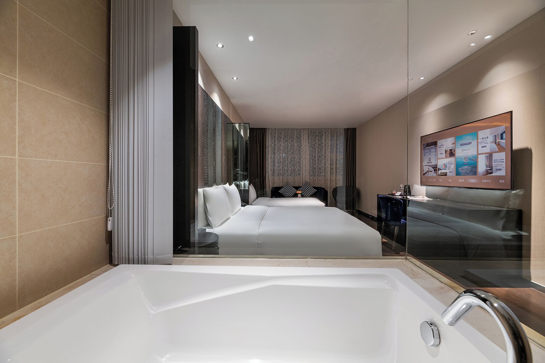 In-room safe, desk, laptop workspace, blackout curtains