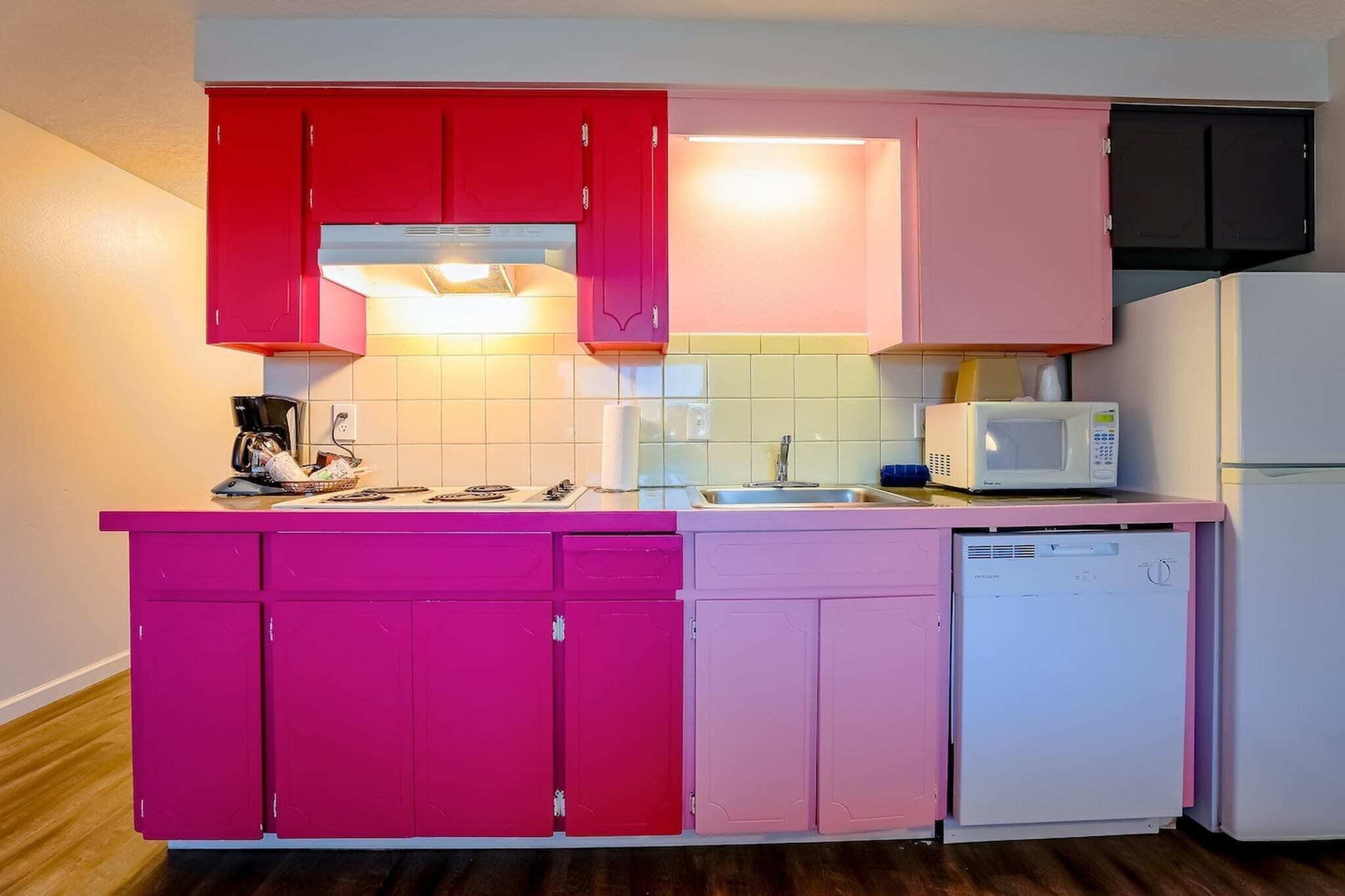 Fridge, microwave, coffee/tea maker