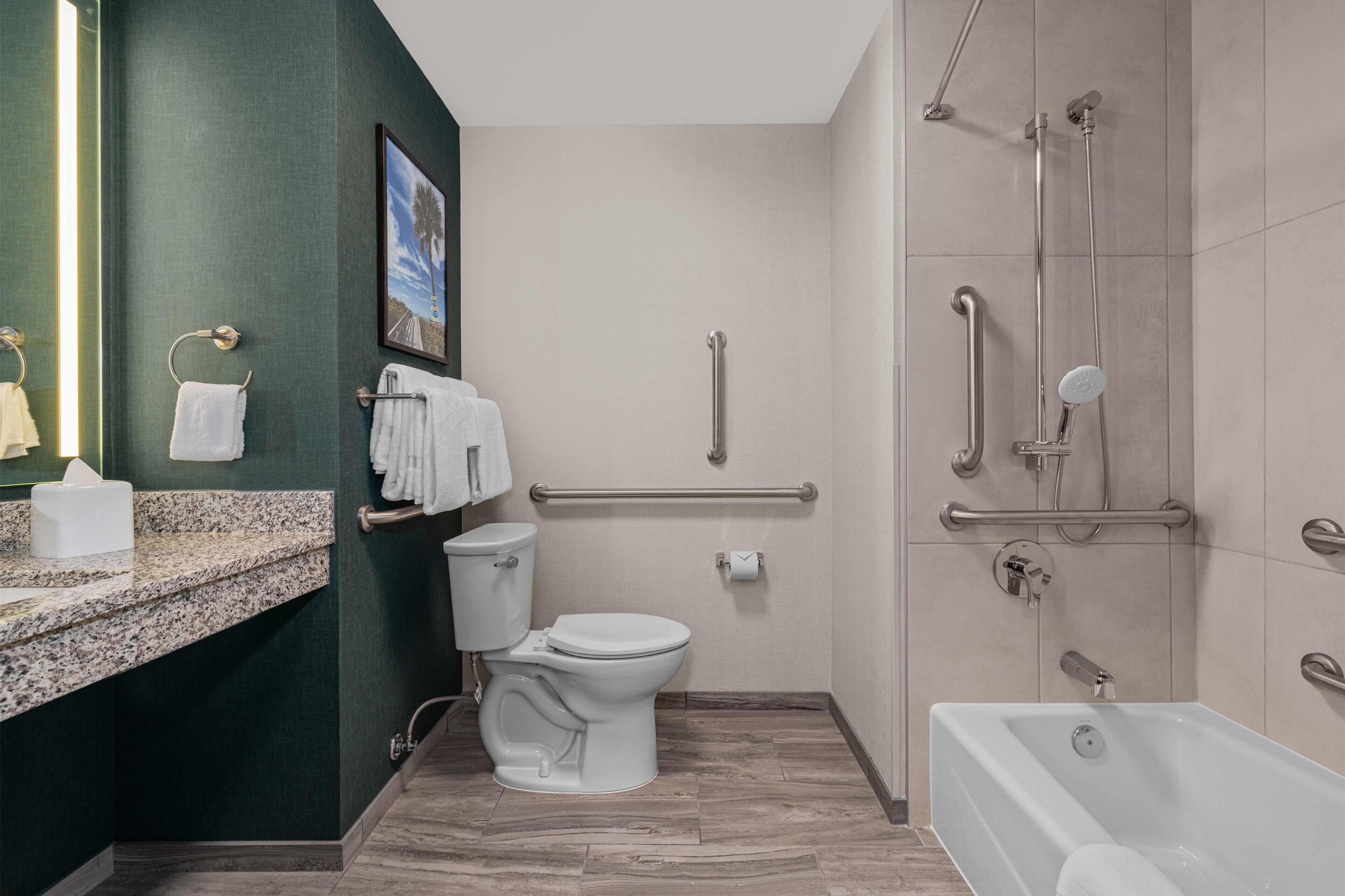 Towels, soap, shampoo, toilet paper