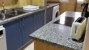 Fridge, microwave, oven, dishwasher