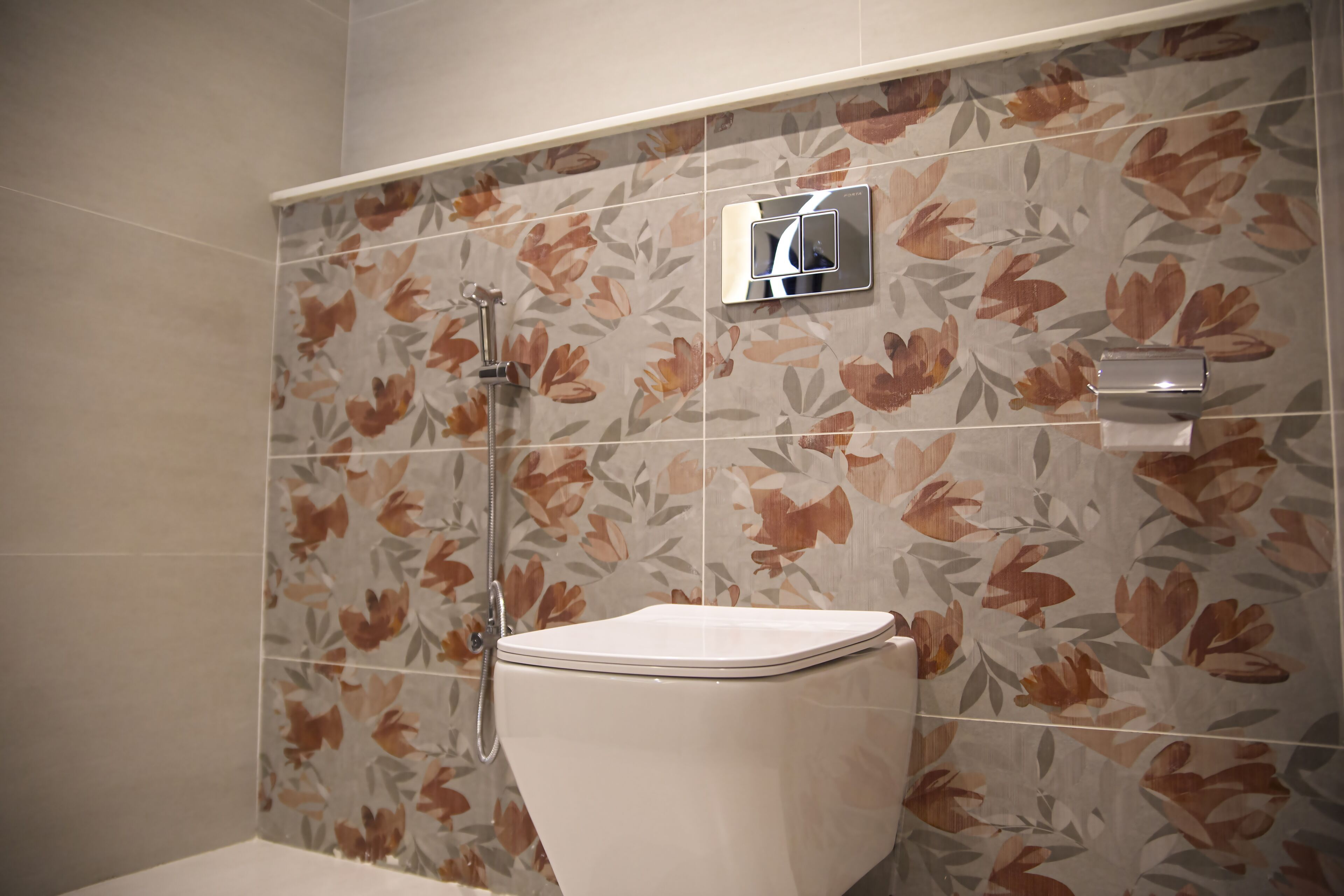 Shower, towels, soap, toilet paper