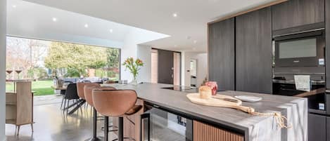 Microwave, oven, dishwasher, high chair