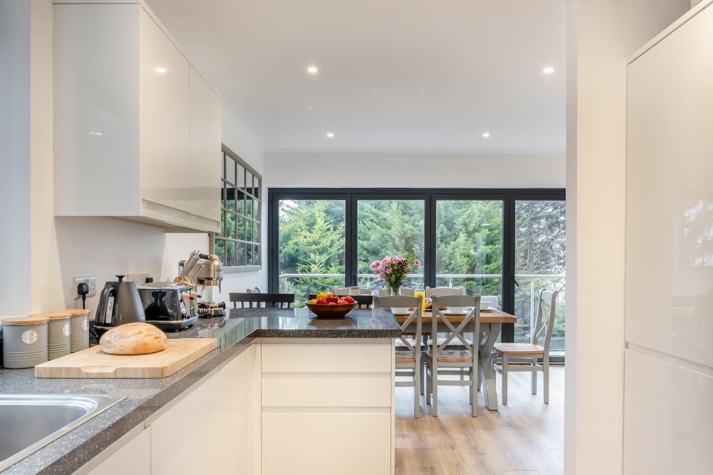 Microwave, oven, dishwasher, high chair