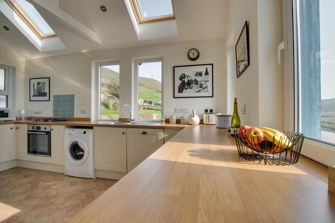 Microwave, oven, dishwasher, high chair