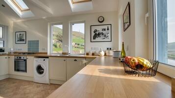 Microwave, oven, dishwasher, high chair