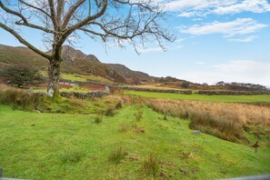 A rural landscape with a stone wall, grassy fields, and a tree. - 3 Bed in Islawrdref (oc-t34600) (Islawr-dref)
