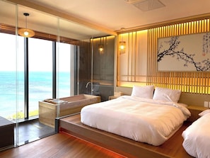 Quarto superluxo, sacada, vista para a praia | Wi-Fi de cortesia