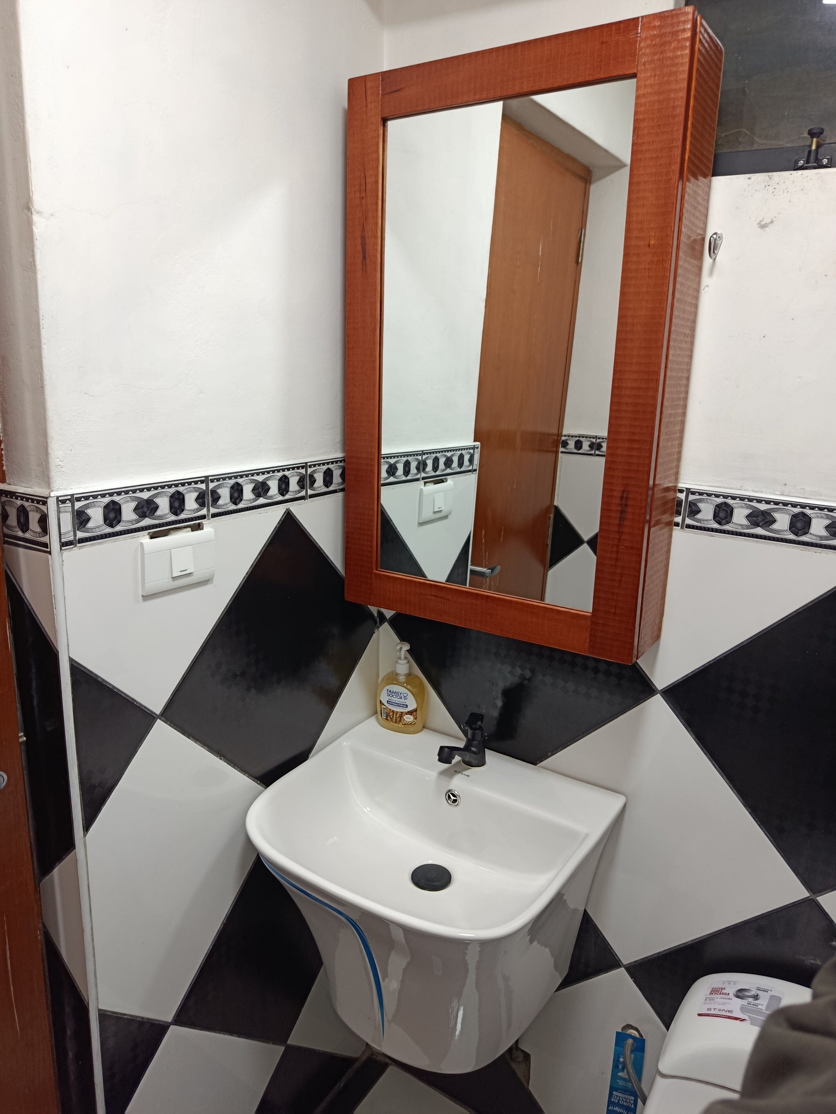 Hair dryer, bidet, towels, soap