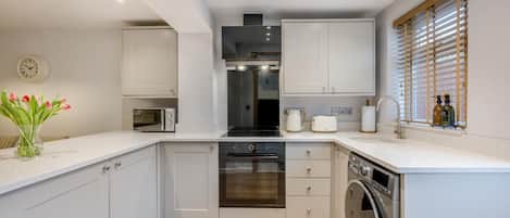 Oven, highchair, cookware/dishes/utensils