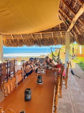 Outdoor dining - 
Luxury Oceanfront Bungalow, Infinity Pool, Ocean & Mountain Views 
Punta Mango (Usulután Department)