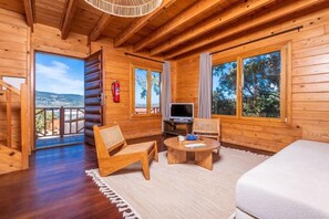 Deluxe-Chalet, Gartenblick | Wohnbereich