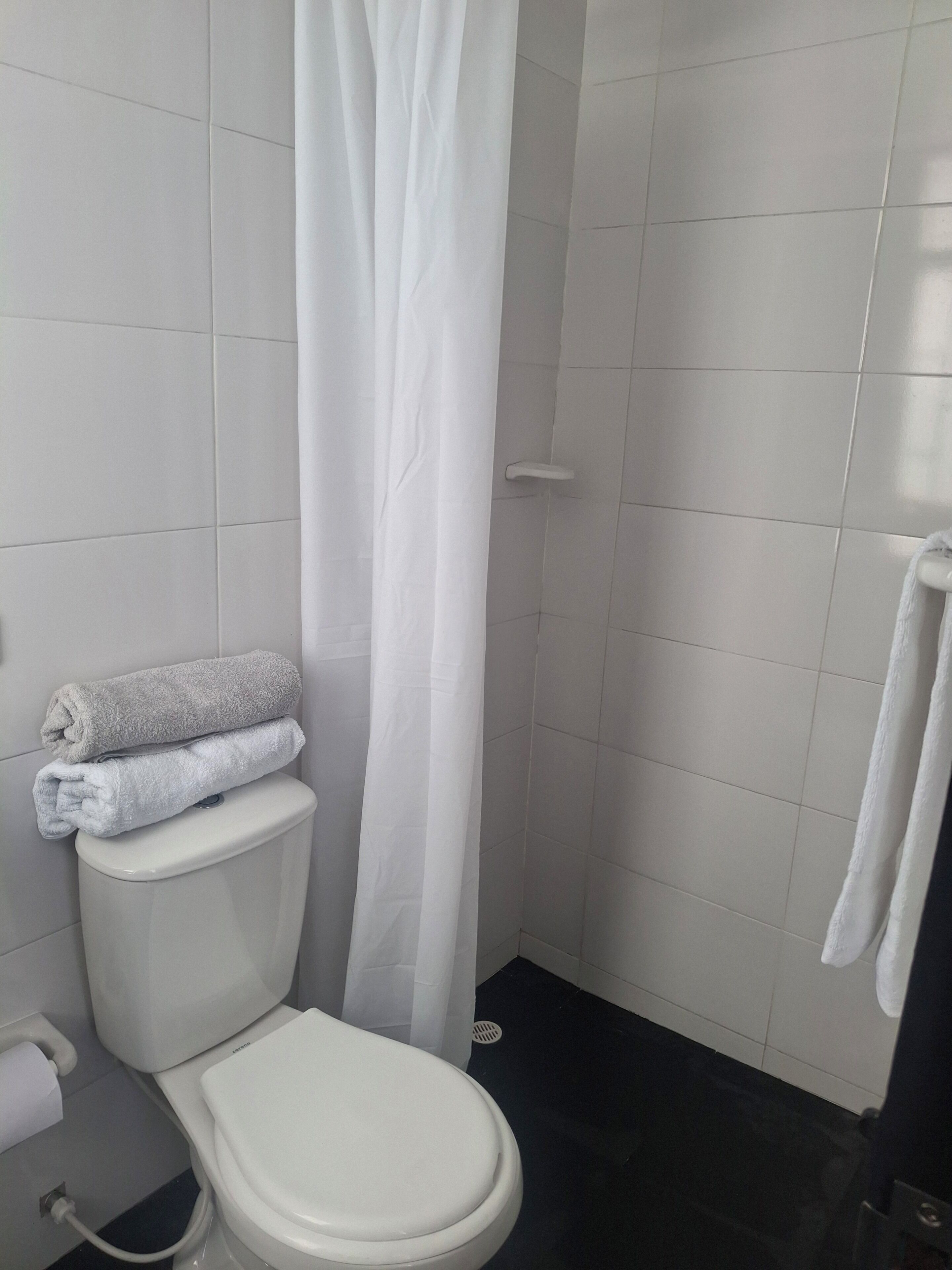 Ducha, toallas, jabón, papel higiénico