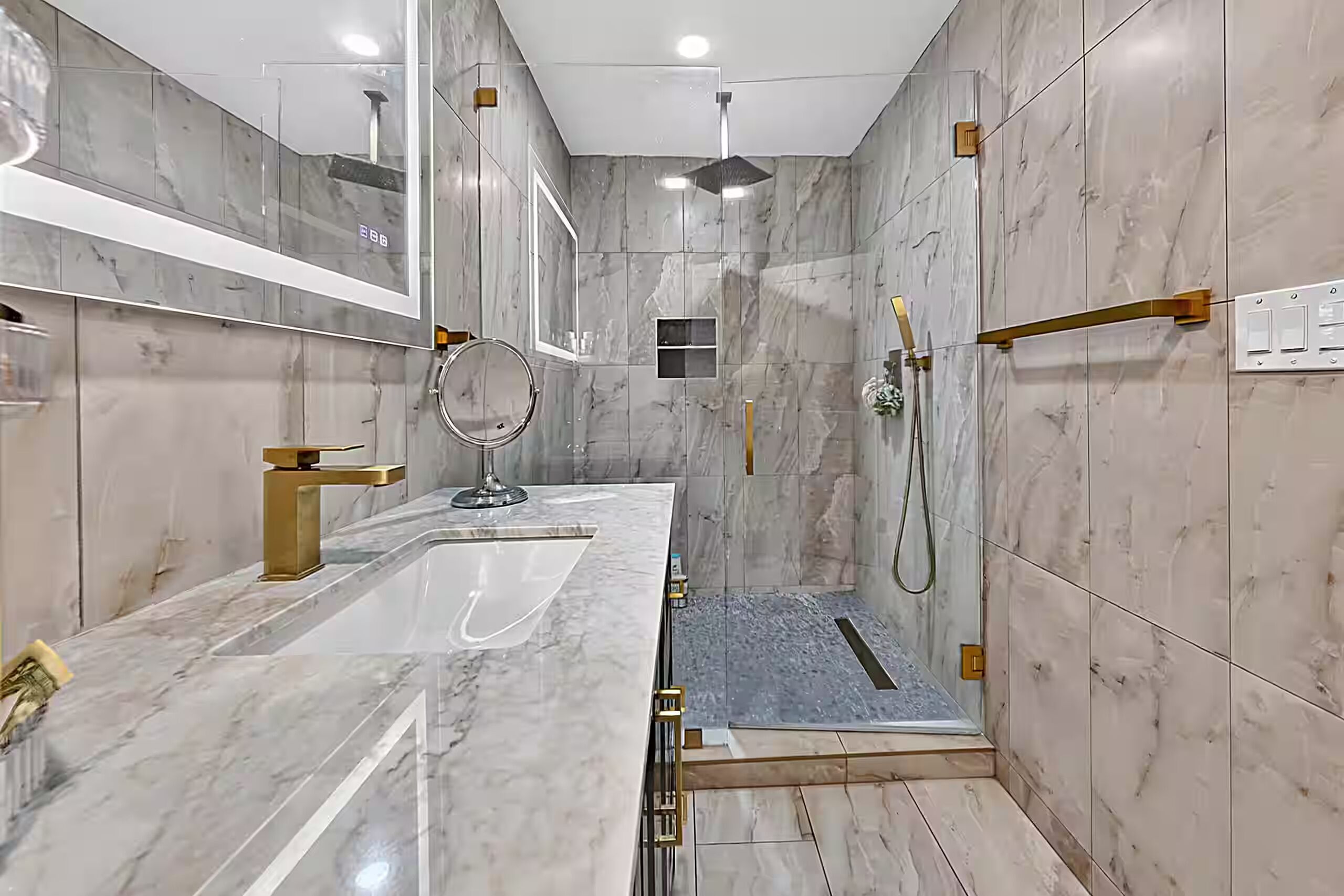 Hair dryer, towels, toilet paper