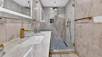 Hair dryer, towels, toilet paper
