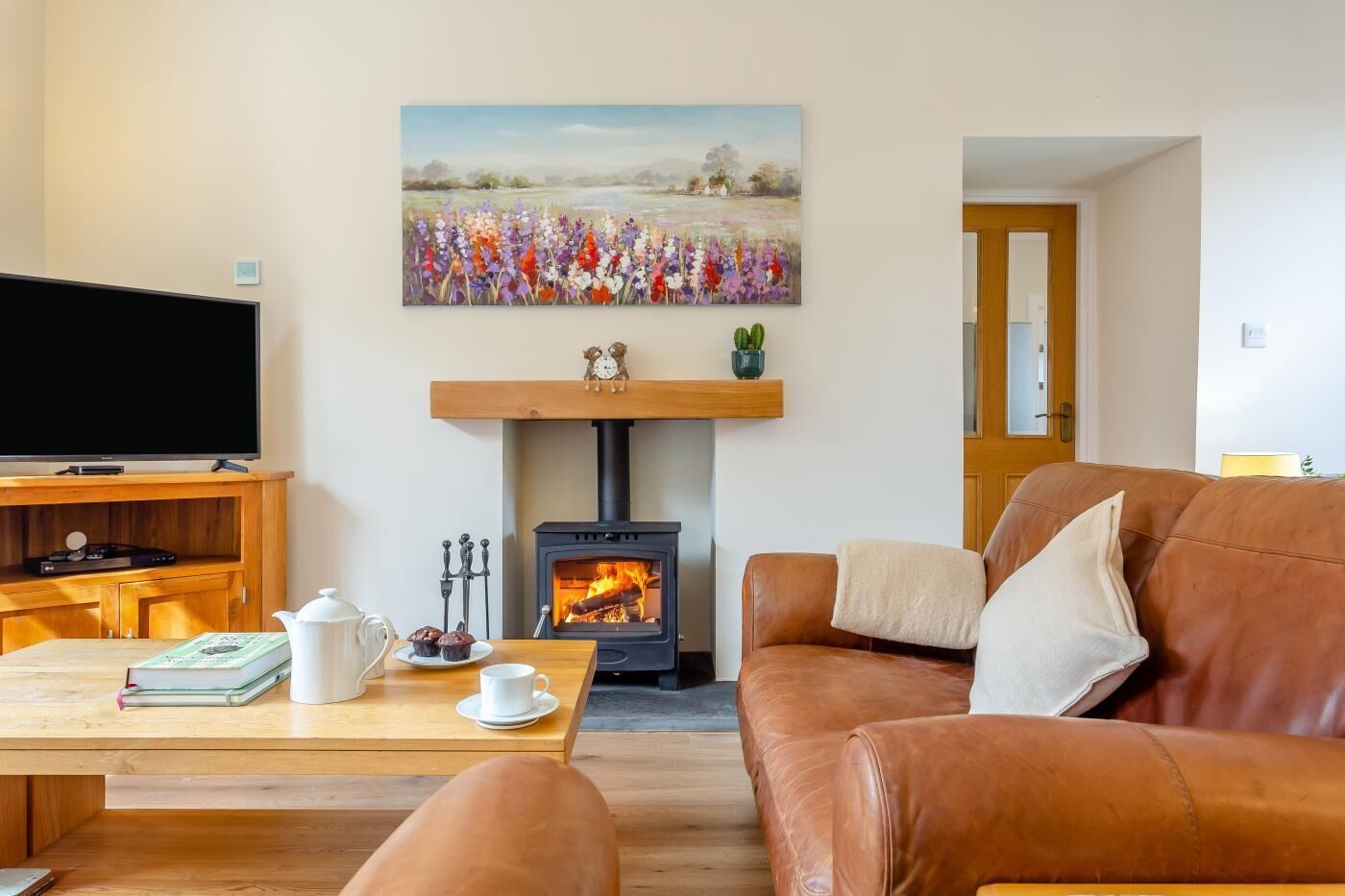 TV, fireplace