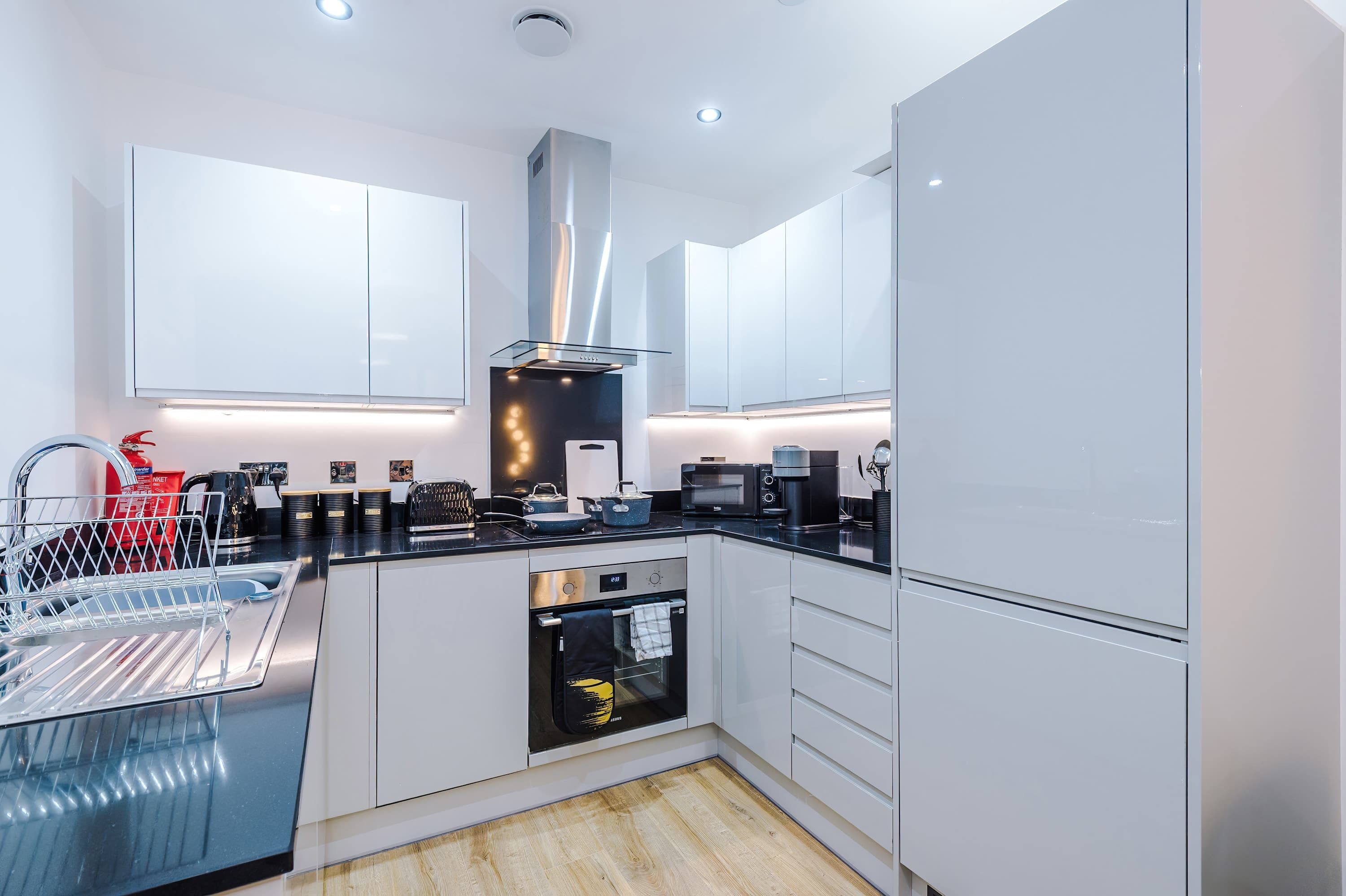 Fridge, oven, dishwasher, electric kettle