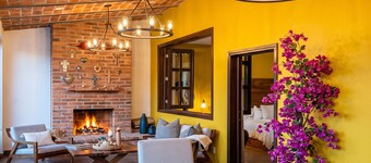 Charming Villa Terrace Outdoor Fireplace
