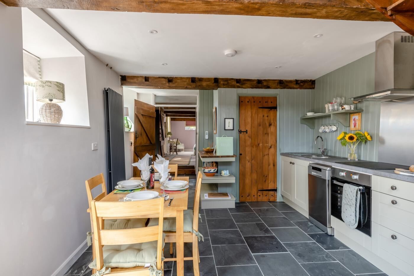 Microwave, oven, dishwasher, high chair