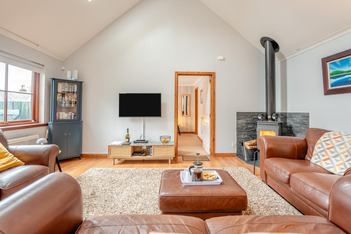 TV, fireplace