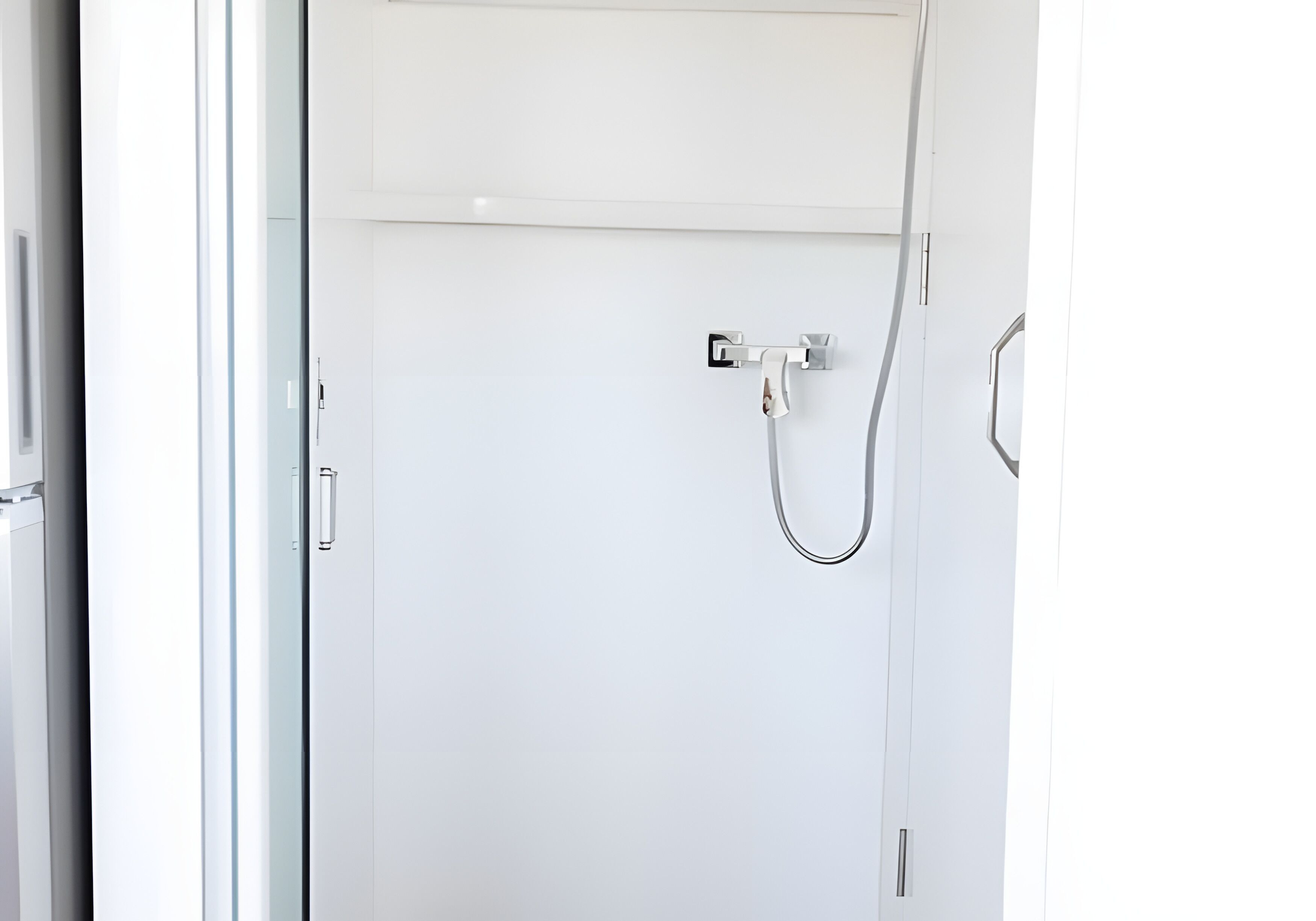 Shower, towels, soap, toilet paper