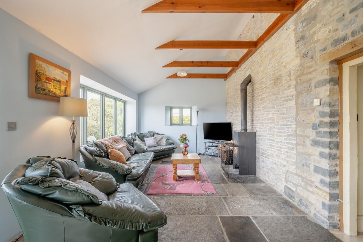 TV, fireplace