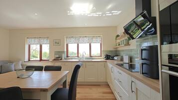 Microwave, oven, dishwasher, high chair