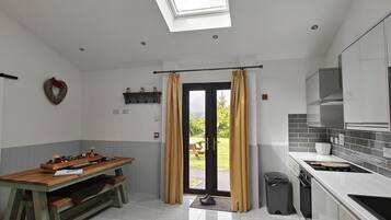 Microwave, oven, dishwasher, high chair