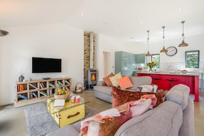 TV, fireplace