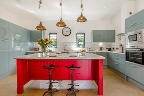 Microwave, oven, dishwasher, high chair