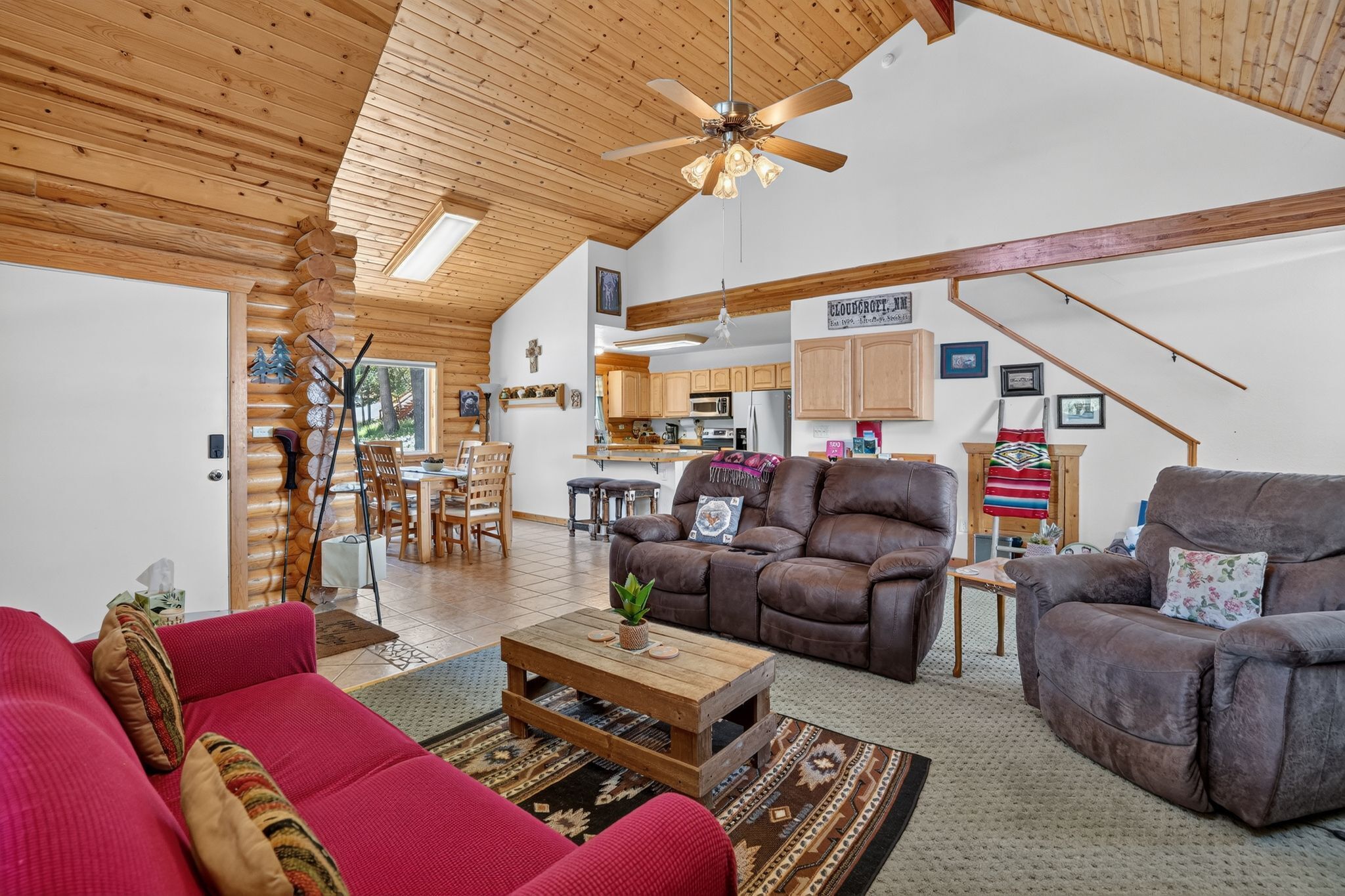 TV, fireplace, books