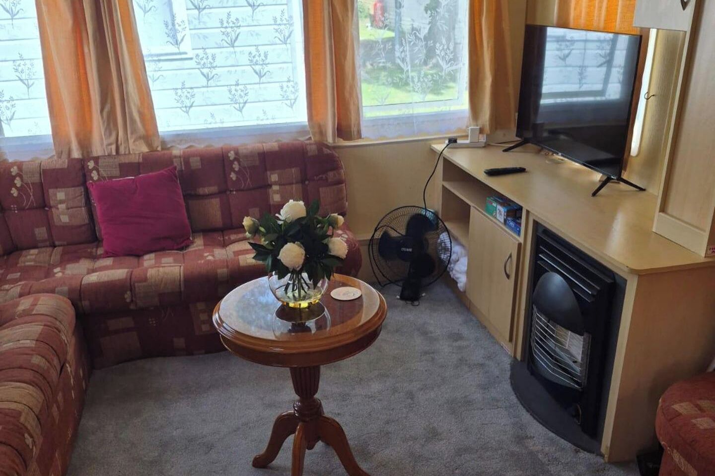 TV, fireplace