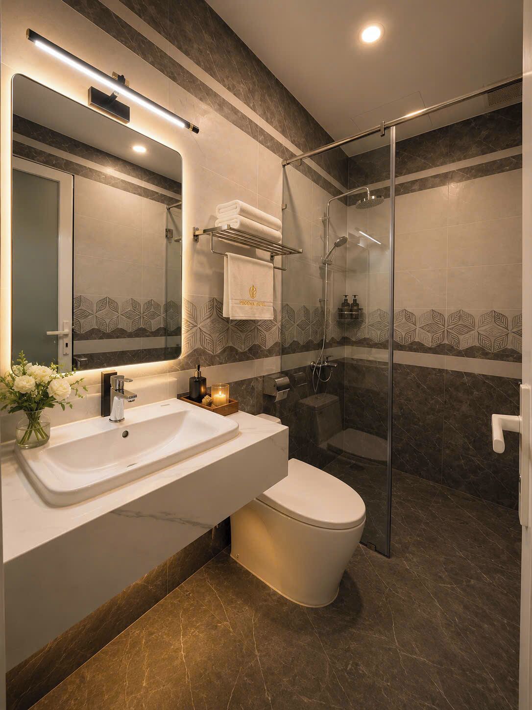 Shower, eco-friendly toiletries, hair dryer, slippers