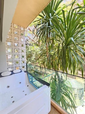 Studio, City View | Outdoor spa tub