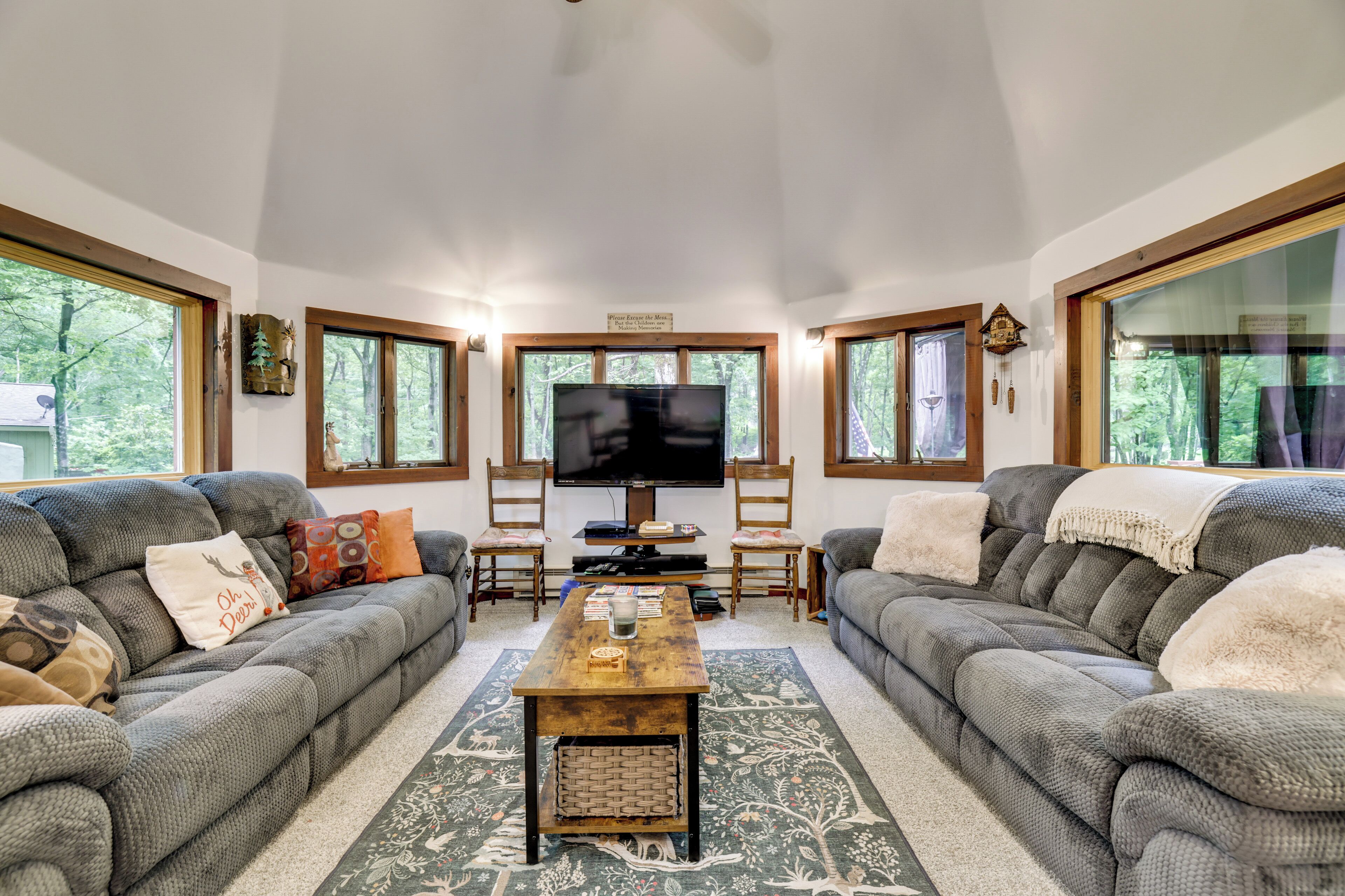 TV, fireplace, video games, books