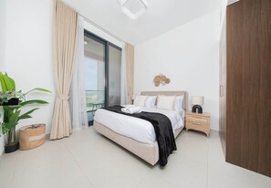 In-room safe, iron/ironing board, free WiFi, bed sheets - Waterfront Apt W Pool Balcony & Beach Access (Ajmal Makan)