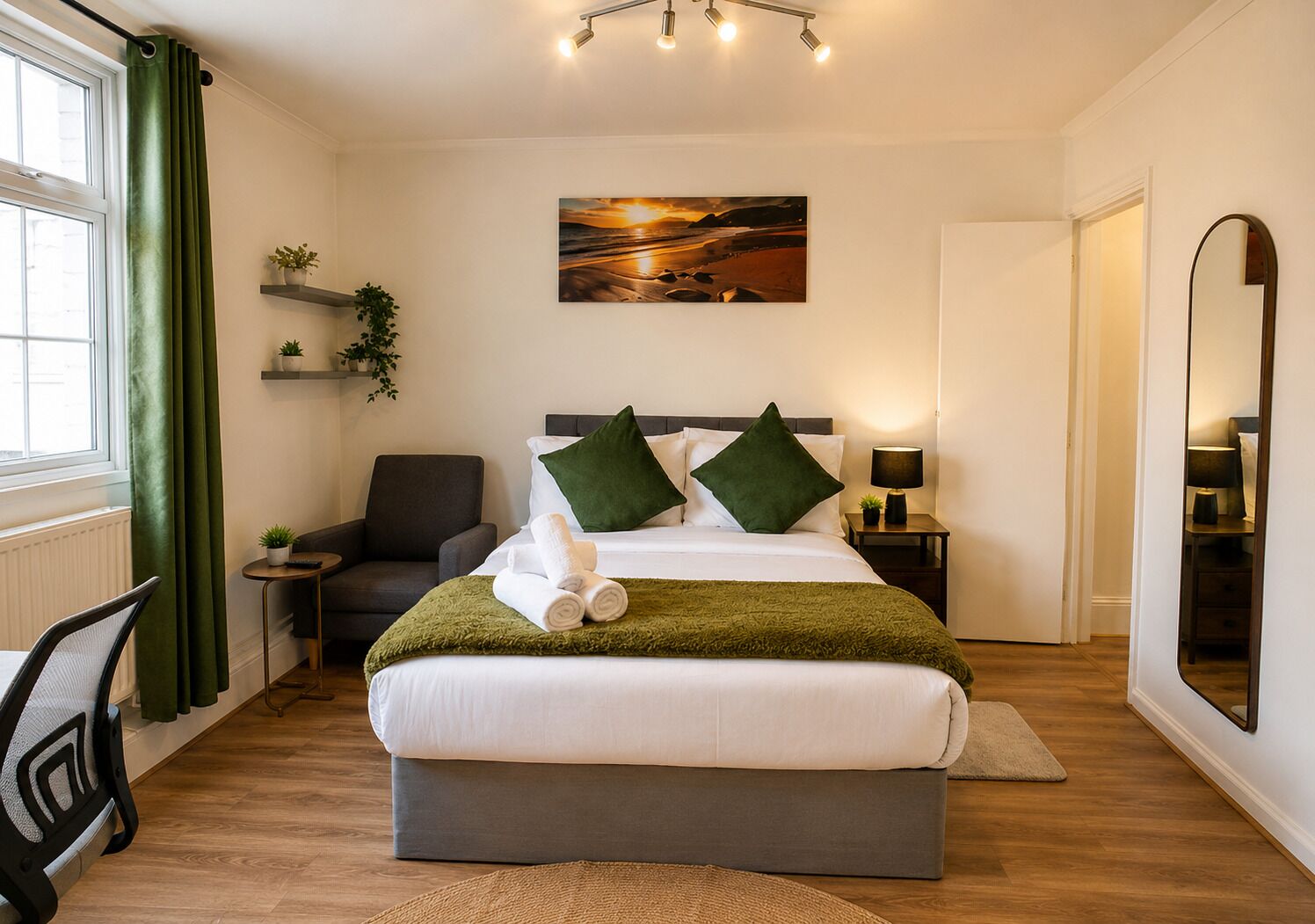 1 habitación, tabla de planchar con plancha, wifi y ropa de cama 
