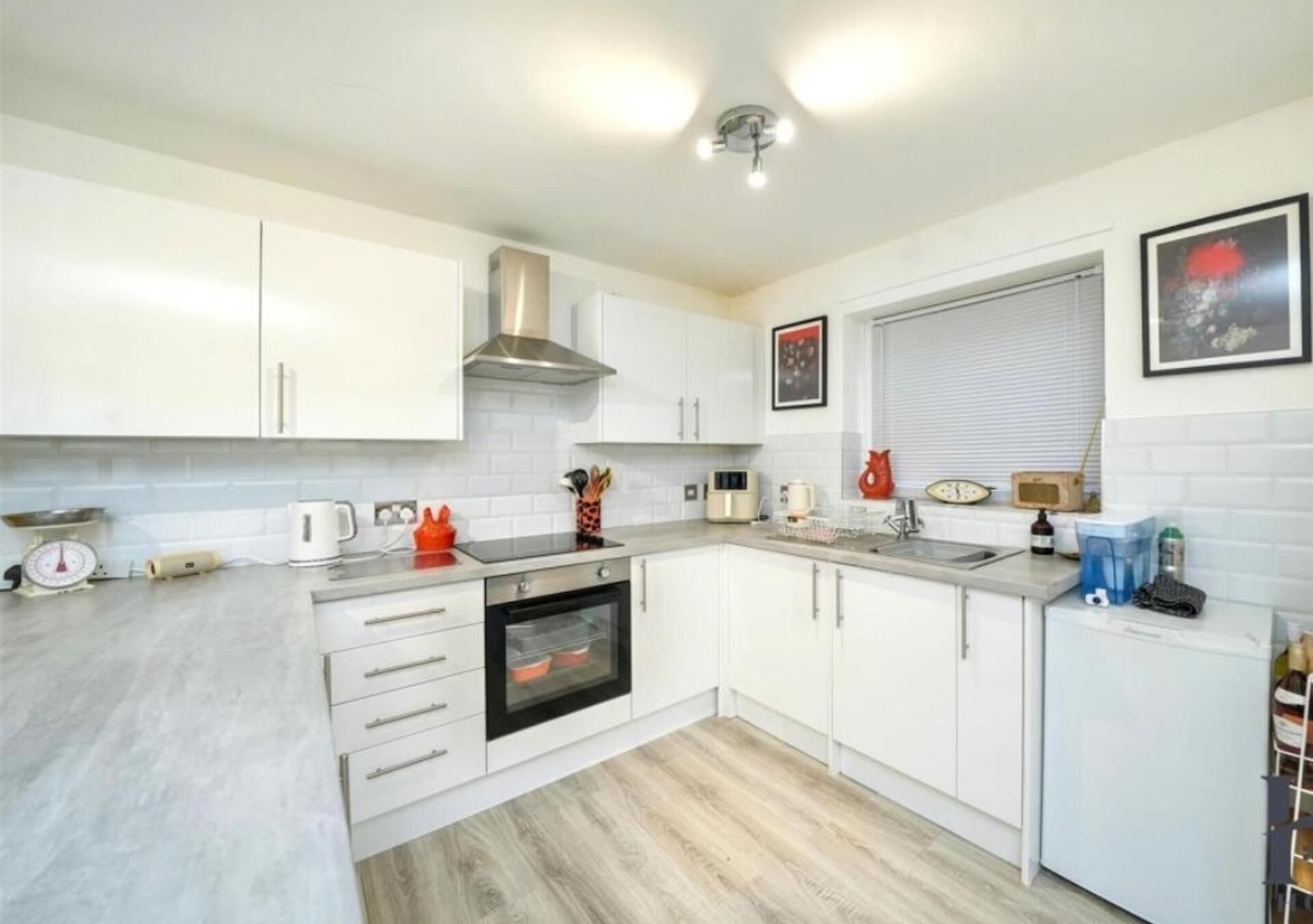 Fridge, oven, stovetop, electric kettle