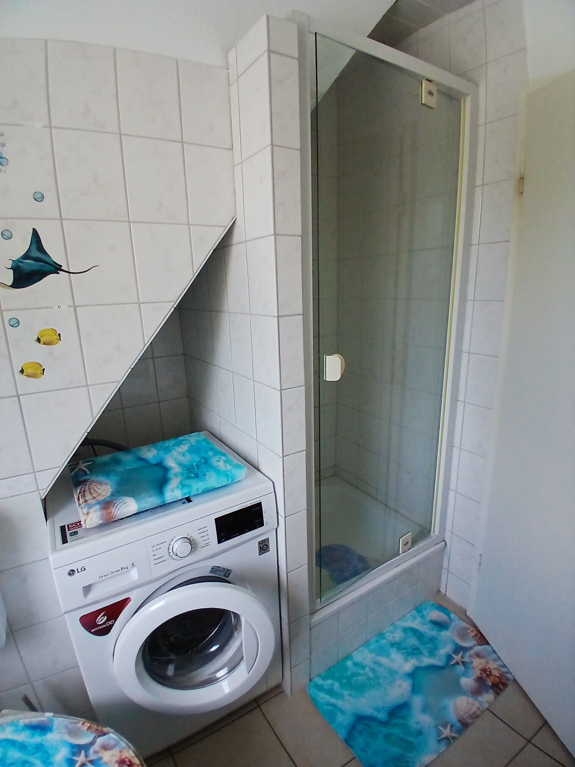 Dusche, Haartrockner, Handtücher