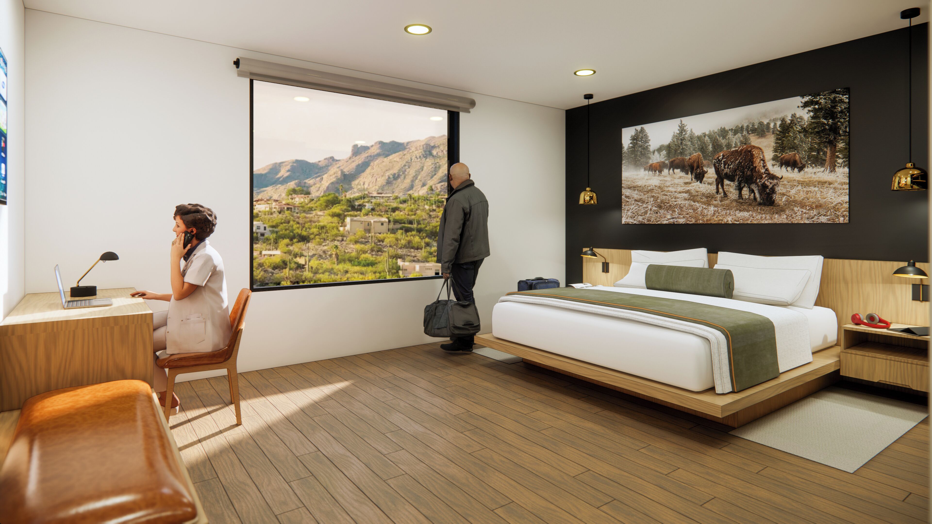 Room, 1 King Bed, Mountainside | Desk, free WiFi