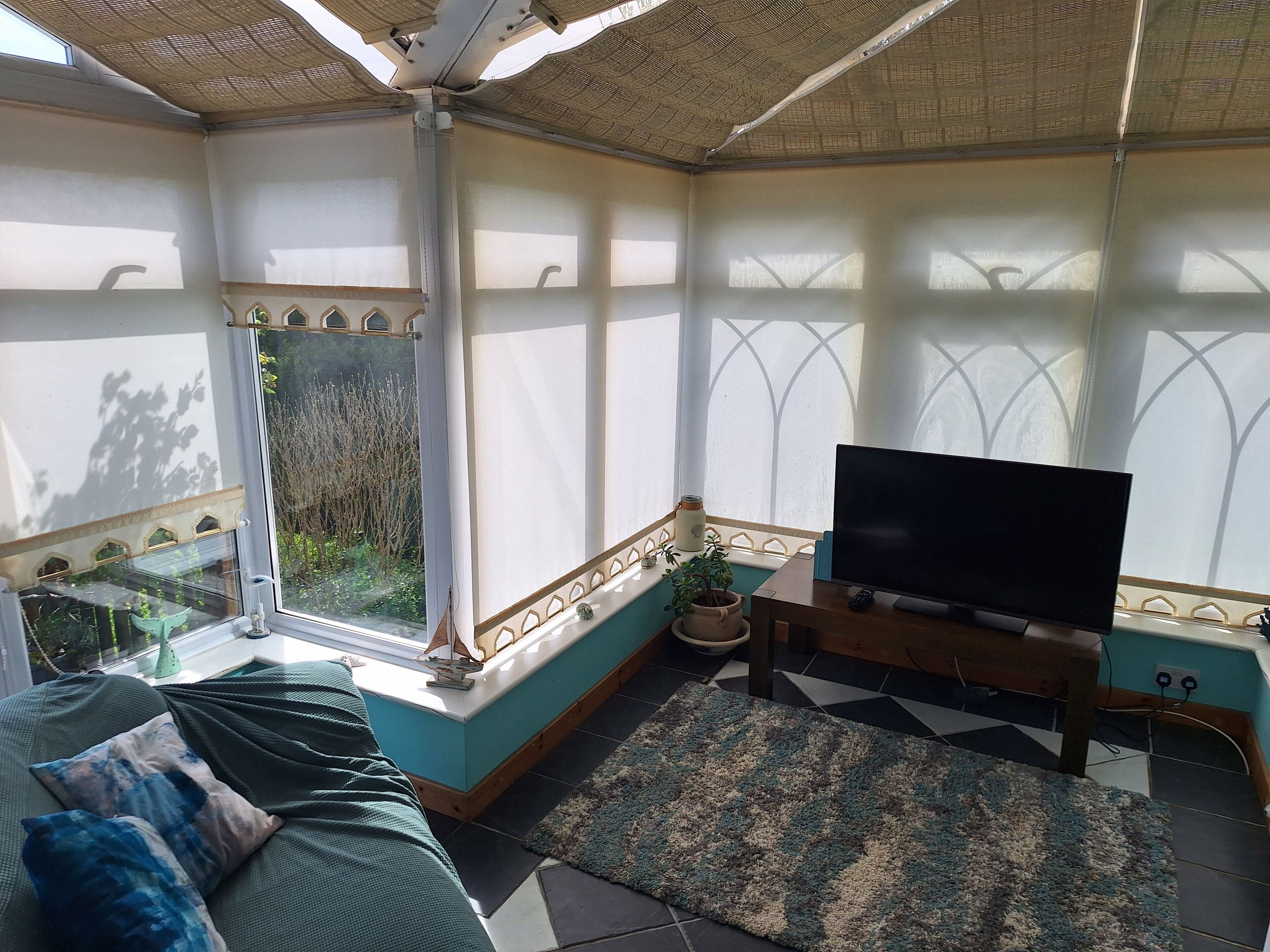Smart TV, DVD player, books, video library