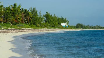 On the beach, sun loungers, beach towels