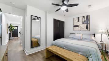 1 bedroom, individually decorated, individually furnished, bed sheets