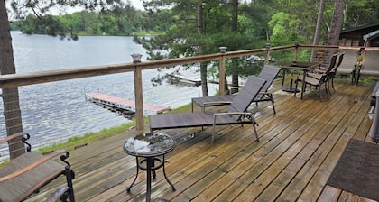 Awesome lakefront 3-bedroom cabin with guest cabin. 3 Queen beds + 2 futons.