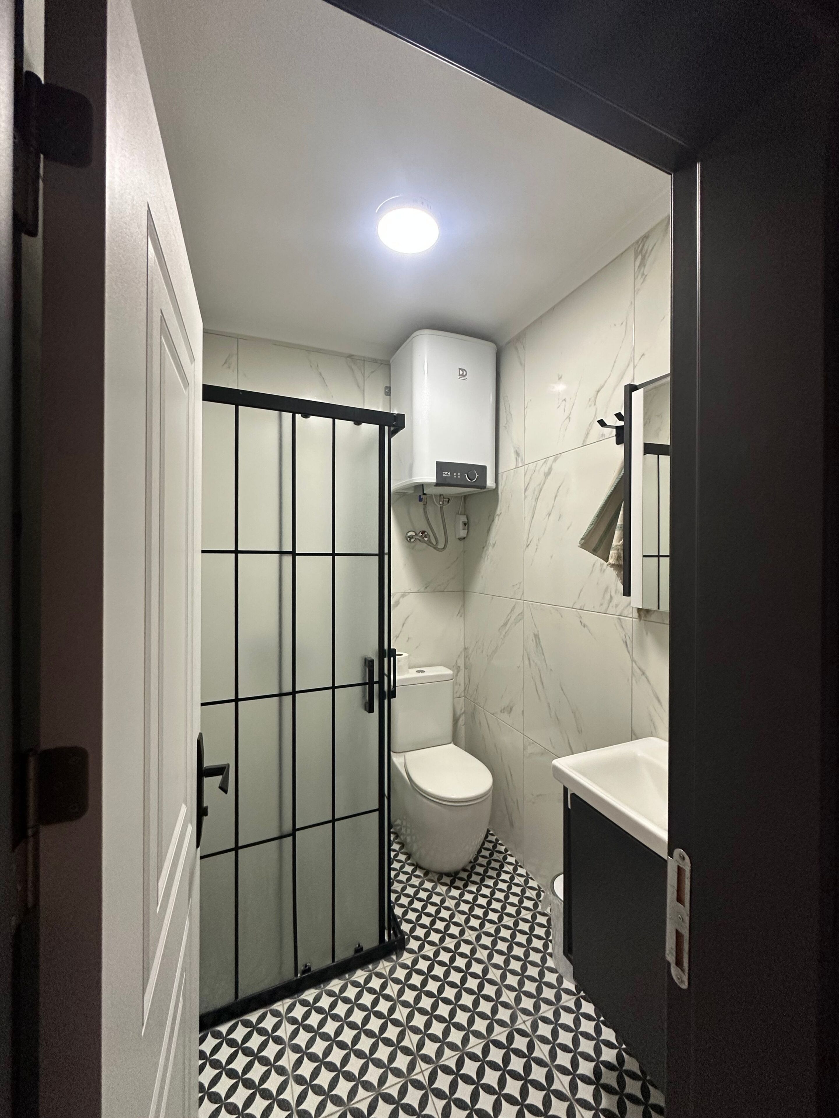 Hair dryer, towels, toilet paper