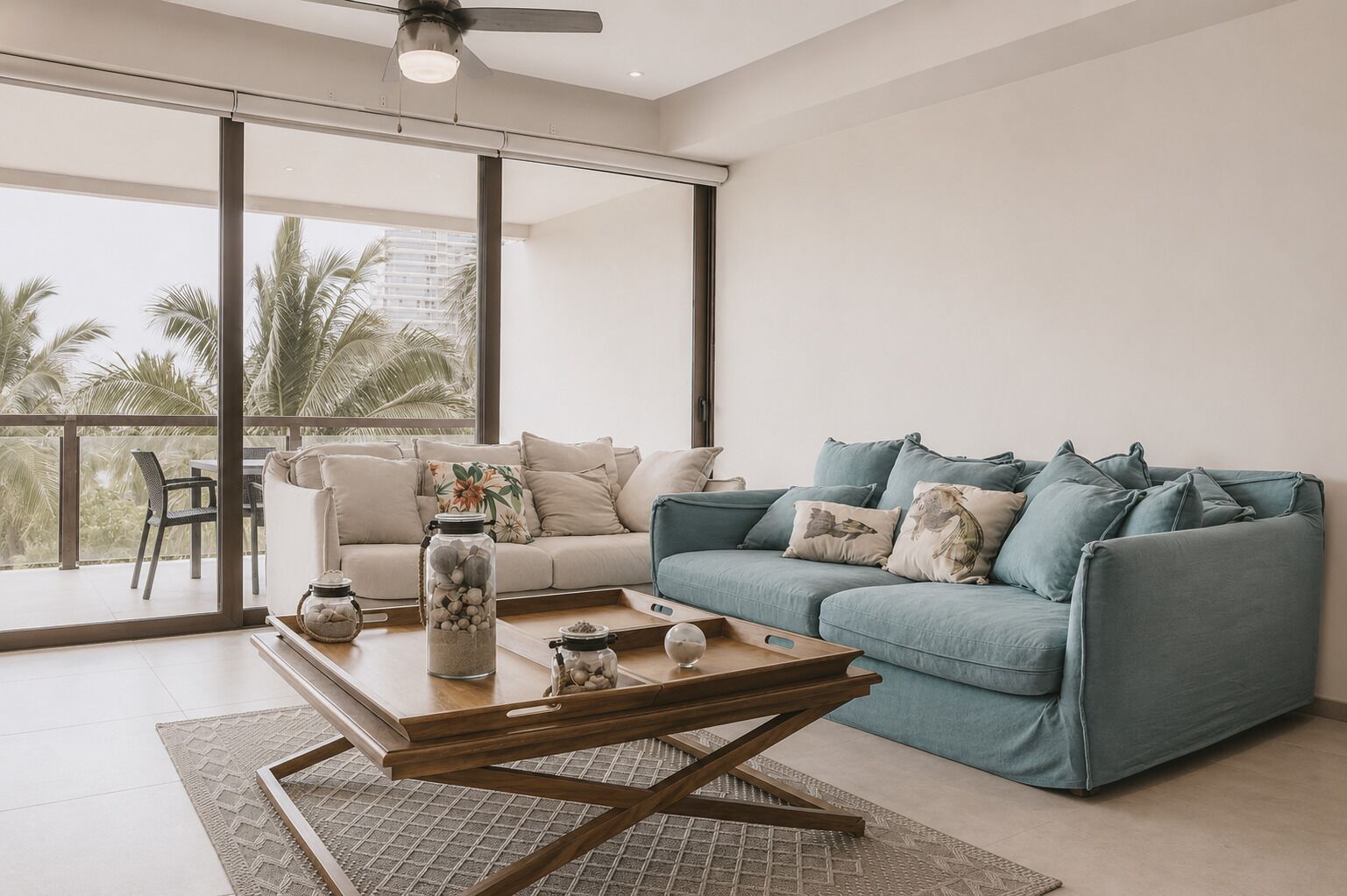 Deluxe-Loft, Balkon, Poolblick | Wohnbereich